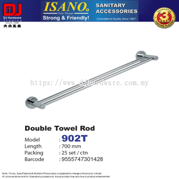 ISANO SANITARY ACCESSORIES DOUBLE TOWEL ROD 700MM 902T (CL)