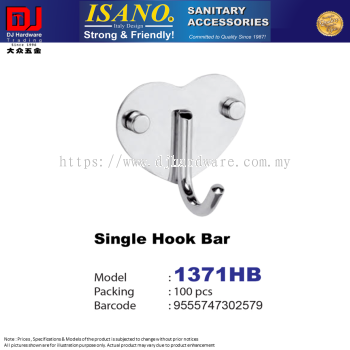 ISANO SANITARY ACCESSORIES SINGLE HOOK BAR 1371HB (CL)