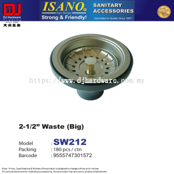 ISANO SANITARY ACCESSORIES WASTE BIG 2 1-2'' SW212 (CL)