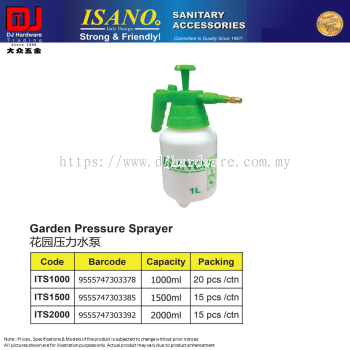 ISANO SANITARY ACCESSORIES GARDEN PRESSURE SPRAYER 1000ML 1500ML 2000ML (CL)