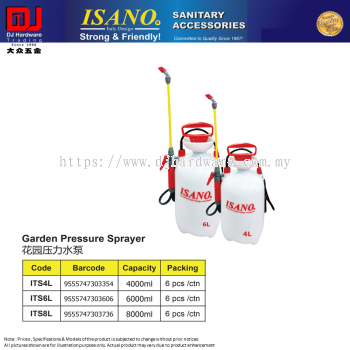 ISANO SANITARY ACCESSORIES GARDEN PRESSURE SPRAYER 4000ML 6000ML 8000ML (CL)