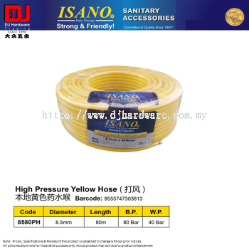 ISANO SANITARY ACCESSORIES HIGH PRESSURE YELLOW HOSE 80M (CL)