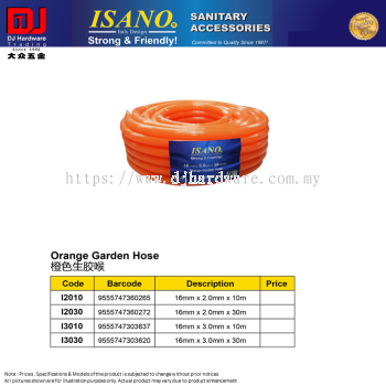 ISANO SANITARY ACCESSORIES ORANGE GARDEN HOSE 4 SIZE (CL)