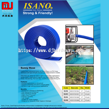 ISANO STRONG & FRIENDLY PVC REINFORCED AIR HOSE POLYYESTER REINFORCEMENT PVC OUTER LAYER PVC INNER LAYER 2'' 3'' 4'' 6'' (CL)