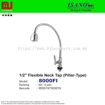 ISANO STRONG & FRIENDLY FLEXIBLE NECK TAP PILLAR TYPE 1-2'' 8000FI (CL)