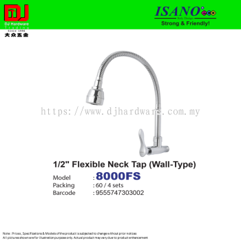 ISANO STRONG & FRIENDLY FLEXIBLE NECK TAP WALL TYPE 1-2'' 8000FS (CL)