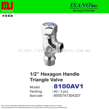 ISANO STRONG & FRIENDLY HEXAGON HANDLE TRIANGLE VALVE 1-2'' 8100AV1 (CL)