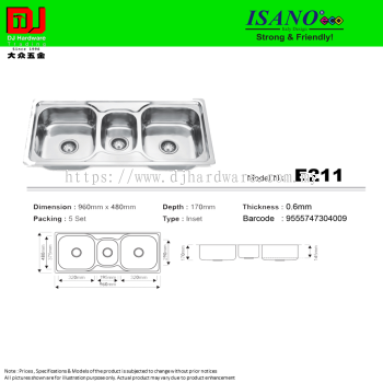 ISANO STRONG & FRIENDLY SINK BOWL 960MM X 480MM X 170MM E211 (CL)