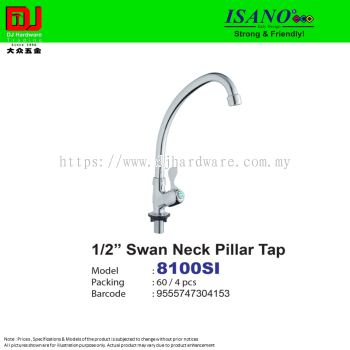 ISANO STRONG & FRIENDLY SWAN NECK PILLAR TAP 1-2'' 8100SI (CL)