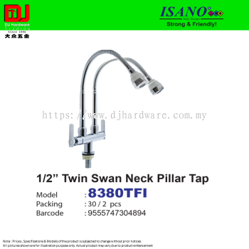 ISANO STRONG & FRIENDLY TWIN SWAN NECK PILLAR TAP 1-2'' 8380TFI (CL)