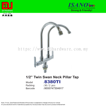 ISANO STRONG & FRIENDLY TWIN SWAN NECK PILLAR TAP 1-2'' 8380TI (CL)