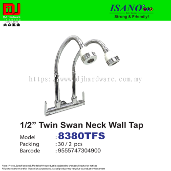 ISANO STRONG & FRIENDLY TWIN SWAN NECK WALL TAP 1-2'' 8380TFS (CL)