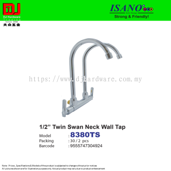 ISANO STRONG & FRIENDLY TWIN SWAN NECK WALL TAP 1-2'' 8380TS (CL)