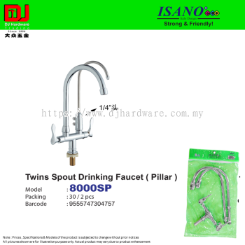 ISANO STRONG & FRIENDLY TWINS SPOUT DRINKING FAUCET PILLAR 1-4'' 8000SP (CL)