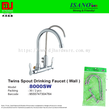 ISANO STRONG & FRIENDLY TWINS SPOUT DRINKING FAUCET WALL 8000SW (CL)