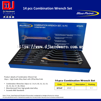 BLUE POINT COMBINATION WRENCH SET 14PCS BPS4P ANSI STANDARDS (CL)