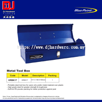 BLUE POINT METAL TOOL BOX KRBK17 511 X 199 X 195MM (CL)