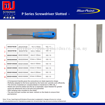 BLUE POINT P SERIES SCREWDRIVER SLOTTED - 8 SIZE (CL)