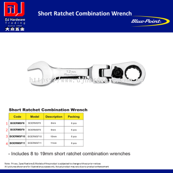 BLUE POINT SHORT RATCHET COMBINATION WRENCH 8MM 9MM 10MM 11MM (CL)