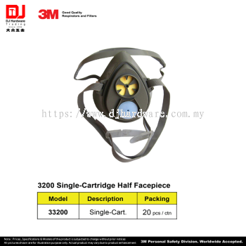 3M GOOD QUALITY RESPIRATORS FLITER 3200 SINGLE CARTRIDGE HALF FACEPIECE SINGLE CART 33200 (CL)