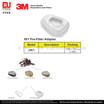 3M GOOD QUALITY RESPIRATORS FLITERS 501 PRE FILTER ADAPTER 3501 (CL)