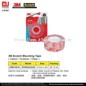 3M SCOTCH GENUINE 3M MOUNTING TAPE INDOOR OUTDOOR CLEAR 21MM X 2M XP002032249 (CL)