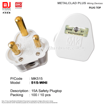 MK BY HONEYWELL METAL CLAD PLUS WIRING DEVICES PLUG TOP 15A SAFETY PLUGTOP MK515 (CL)