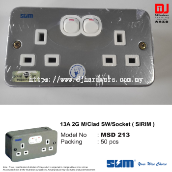 SUM YOUR WISE CHOISE SIRIM METAL CLAD 2 GANG 13A SWITCHED SOCKET MSD213 (CL)