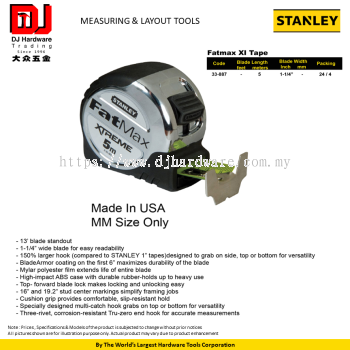 STANLEY MEASURING LAYOUT TOOLS FATMAX XI TAPE MADE IN USA MM SIZE ONLY 5M 33887 (CL)