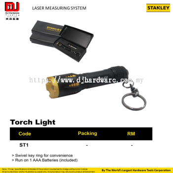 STANLEY MEASURING LAYOUT TOOLS TORCH LIGHT SWIVEL KEY RING AAA BATTERIES ST1 (CL)