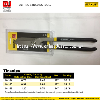 STANLEY CUTTING HOLDING TOOLS HAND TINSNIPS CARBON STEEL MATERIAL HARDENED TEMPERED GROWN (CL)