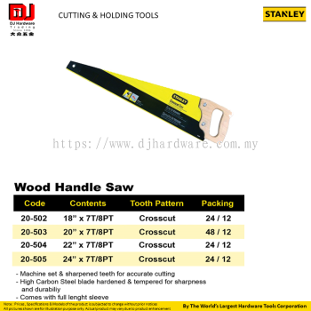 STANLEY CUTTING HOLDING TOOLS WOOD HANDLE SAW CROSSCUT HIGH CARBON STEEL BLADE HARDENED (CL)