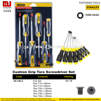 STANLEY FASTENING TOOLS CUSHION GRIP TORX HEAD SCREWDRIVER SET 6PC 651562 (CL)