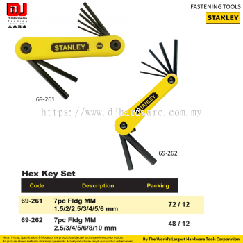 STANLEY FASTENING TOOLS HEX KEY SET 7PC 69261 69262 (CL)