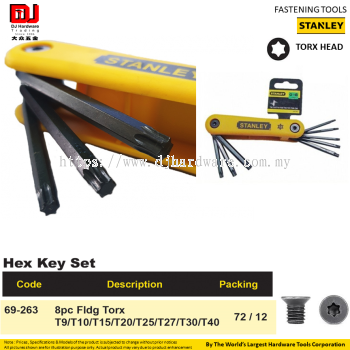 STANLEY FASTENING TOOLS HEX KEY SET TORX HEAD 8PC 69263 (CL)