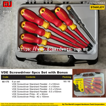 STANLEY FASTENING TOOLS VDE SCREWDRIVER BONUS SET 6PC 60175 (CL)