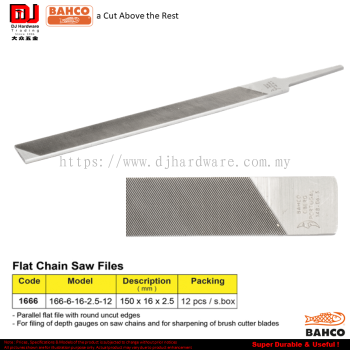 BAHCO FLAT CHAIN SAW FILES 1666 (CL)