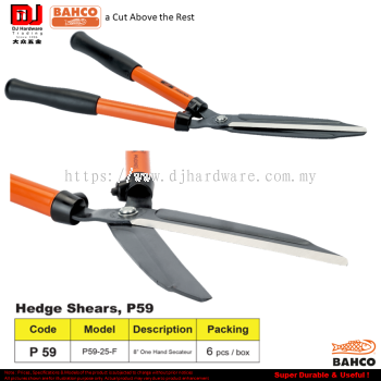 BAHCO HEDGE SHEARS P59 ONE HAND SECATEUR P59-25-F (CL)