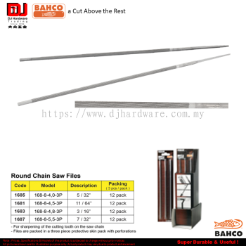 BAHCO ROUND CHAIN SAW FILES 168 SERIES (CL)