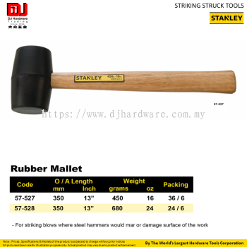 STANLEY STRIKING STRUCK TOOLS RUBBER MALLET 57527 57528 (CL)