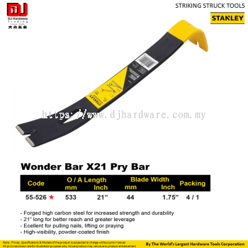 STANLEY STRIKING STRUCK TOOLS WONDER BAR X21 PRY BAR 55526 (CL)