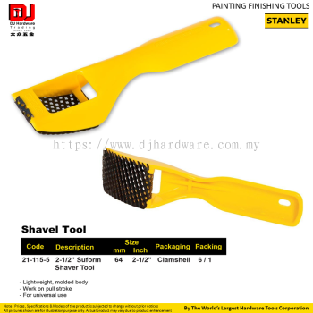 STANLEY PAINTING FINISHING TOOLS  SUFORM SHAVER TOOL LIGHTWEIGHT  64MM 211155 (CL)