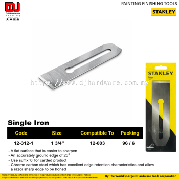 STANLEY PAINTING FINISHING TOOLS SINGLE IRON CHROME CARBON STEEL 123121 (CL)