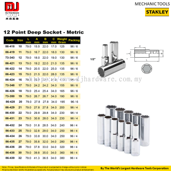 STANLEY MAECHANIC TOOLS DEEP SOCKET METRIC 12 POINT 10 32 (CL)