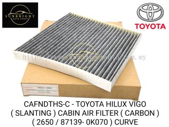 CAFNDTHS-C - TOYOTA HILUX VIGO ( SLANTING ) CABIN AIR FILTER ( CARBON ) ( 2650 / 87139- 0K070 ) CURVE