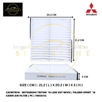 CAFMTRI16 - MITSUBISHI TRITON '16 L200 VGT MIVIC / PAJERO SPORT '16 CABIN AIR FILTER ( PC ) 7803A112