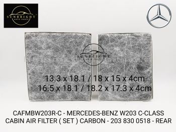 CAFMBW203R-C - MERCEDES-BENZ W203 C-CLASS CABIN AIR FILTER ( SET ) CARBON - 203 830 0518 - REAR