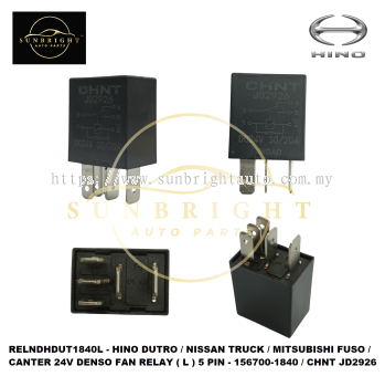 RELNDHDUT1840L - HINO DUTRO / NISSAN TRUCK / MITSUBISHI FUSO / CANTER 24V DENSO FAN RELAY ( L ) 5 PIN - 156700-1840 / CHNT JD2926