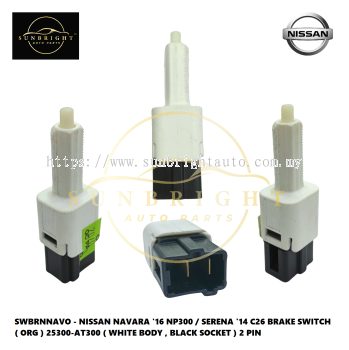 SWBRNNAVO - NISSAN NAVARA '16 NP300 / SERENA '14 C26 BRAKE SWITCH ( ORG ) 25300-AT300 ( WHITE BODY , BLACK SOCKET ) 2 PIN