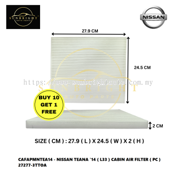 CAFAPMNTEA14 - NISSAN TEANA '14 ( L33 ) CABIN AIR FILTER ( PC ) 27277-3TTOA ( BUY 10 FREE 1 )